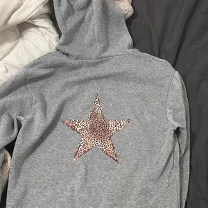 Gray Hoodie with Leopard Star Patch
